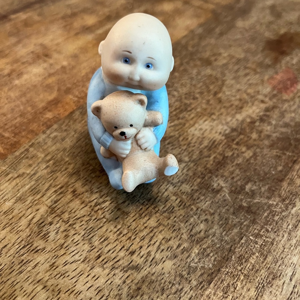Cute Cabbage Patch Baby Figurine with Teddy Bear
